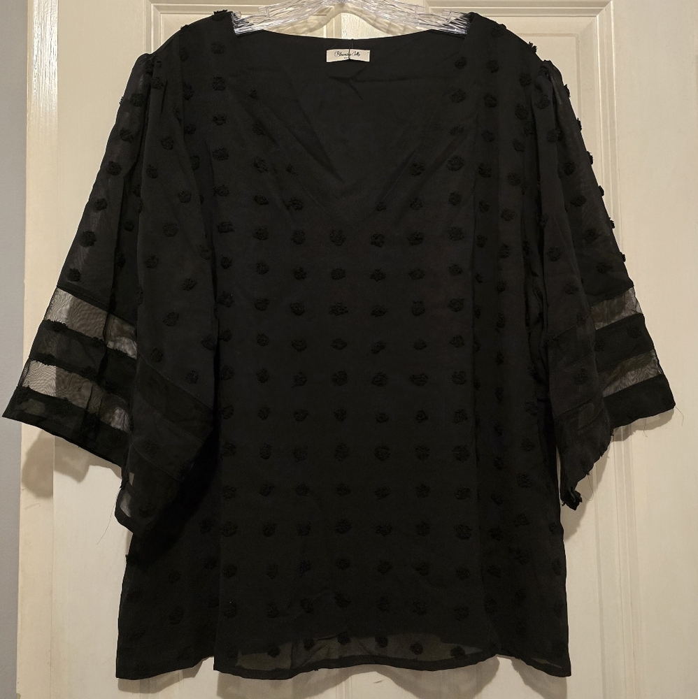 Blooming Jelly women's plus size blouse, black XXXL